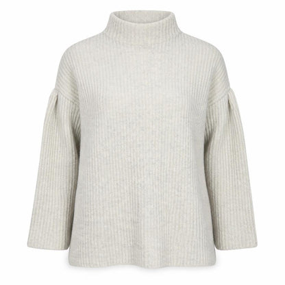Mint Velvet Womens Beige Ribbed Mock Neck Wool Blend Jumper Size 12