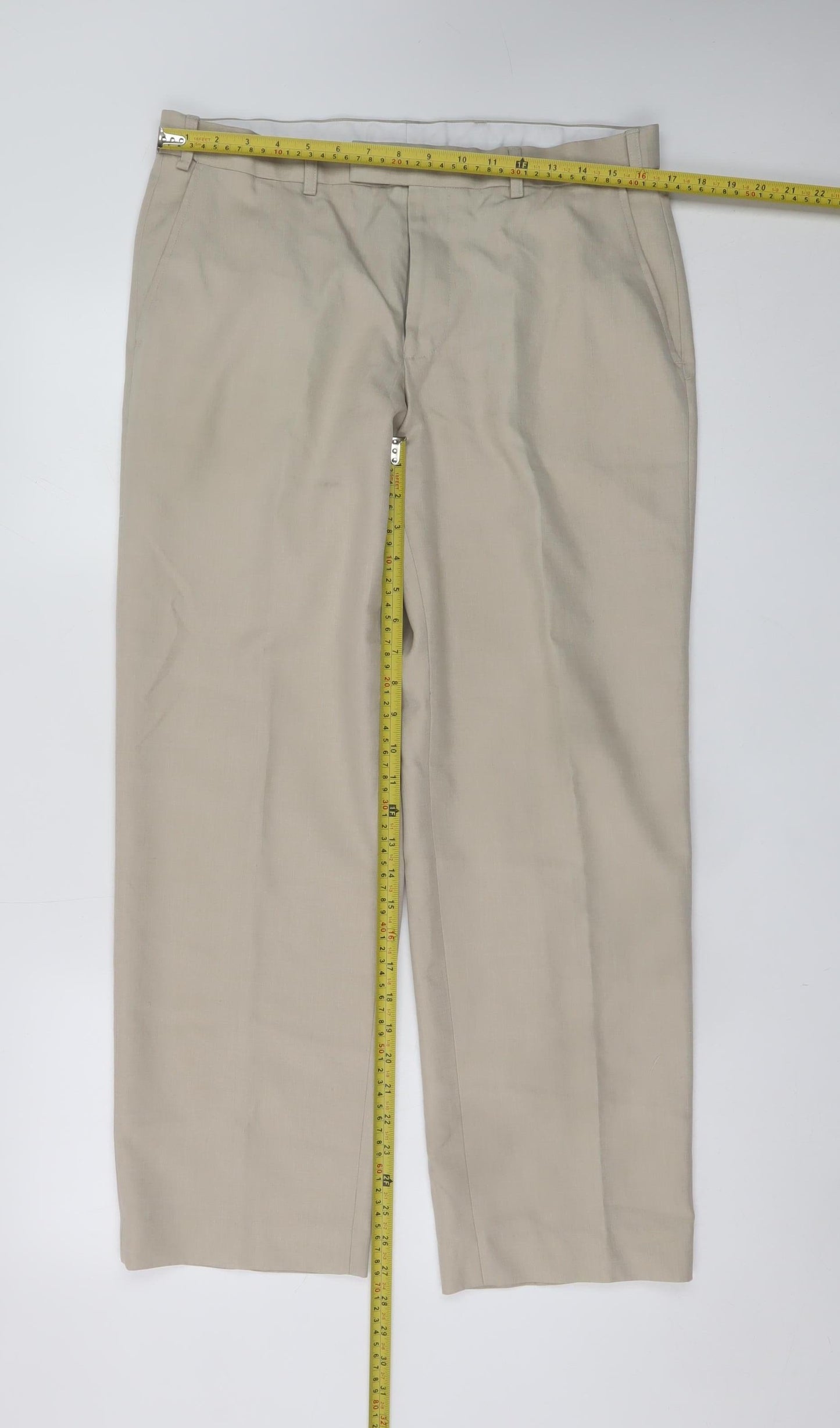 Dunnes Stores Women Beige Chino Trousers Size 16 Regular Fit 34W 29L