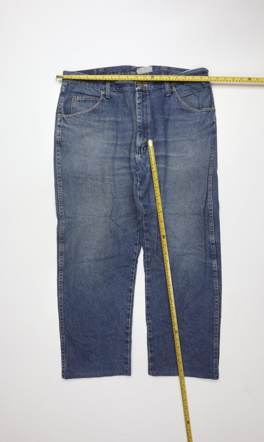 Wrangler Men's Blue Regular Fit Straight Leg Jeans 38x32 Denim