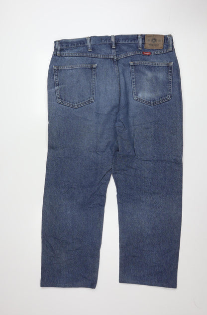 Wrangler Men's Blue Regular Fit Straight Leg Jeans 38x32 Denim