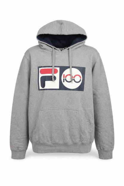 Fila Men's Grey Pullover Logo Hoodie Size S Regular Fit