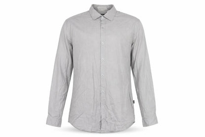 Hugo Boss Men's Grey Regular Fit Cotton Button-Up Shirt L
