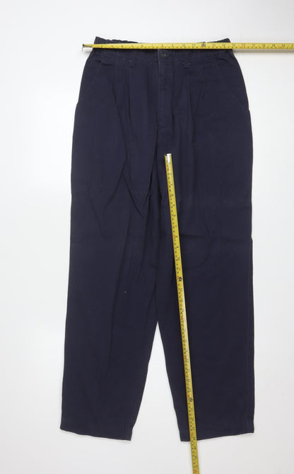 Lee Women Navy Blue Chino Trousers Size 12 Cotton Relaxed Fit
