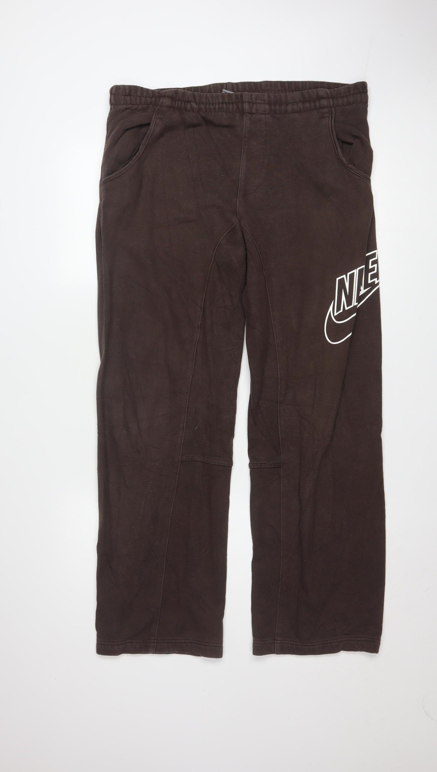 Nike Women's Brown Sweatpants Size M Regular Fit Fleece Joggers