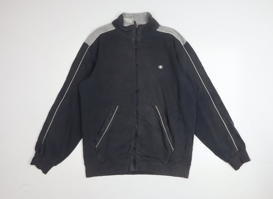 Champion Men's Black L Track Jacket Full Zip Fleece Sportswear