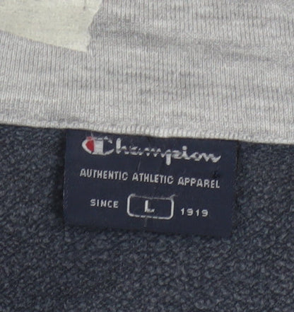 Champion Men's Black L Track Jacket Full Zip Fleece Sportswear