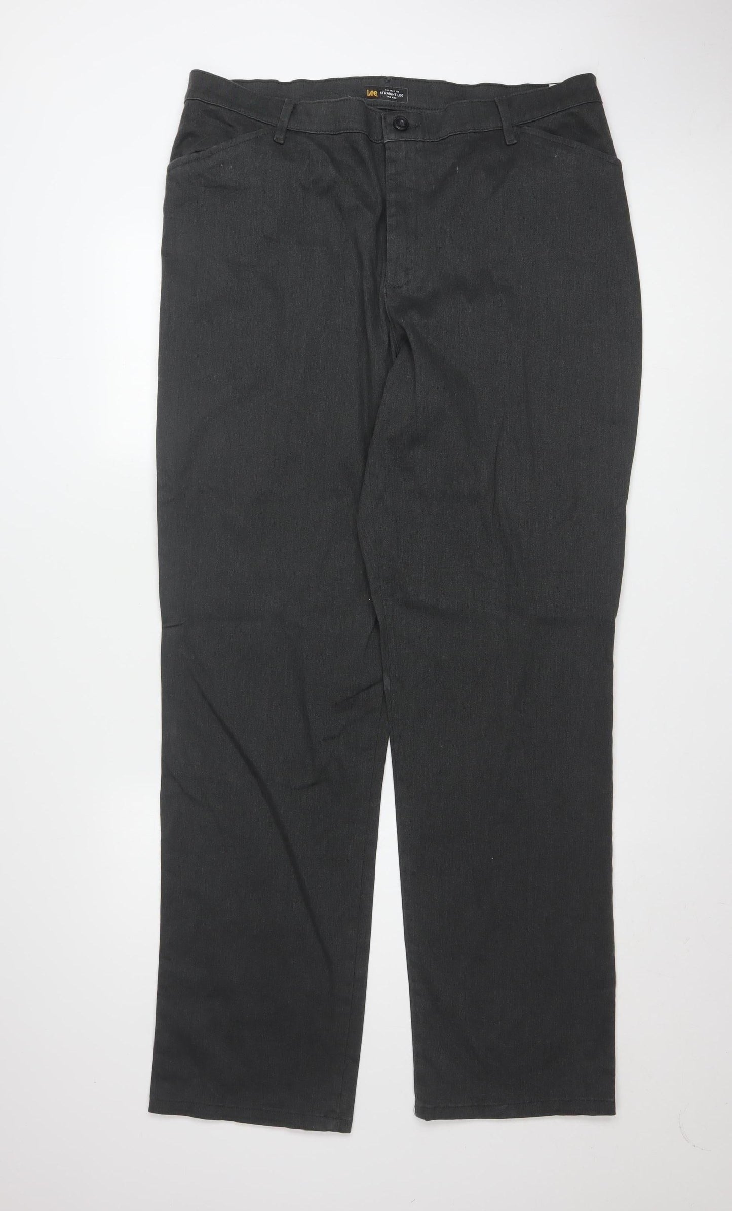 Lee Men's Black Straight Leg Relaxed Fit Trousers Size 18 Long