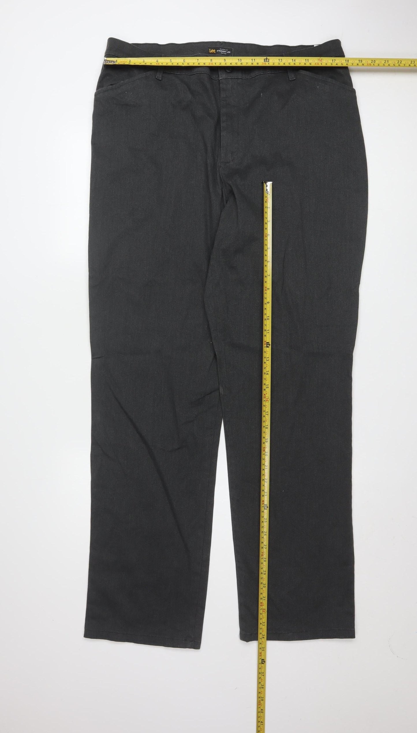 Lee Men's Black Straight Leg Relaxed Fit Trousers Size 18 Long