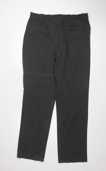 Lee Men's Black Straight Leg Relaxed Fit Trousers Size 18 Long