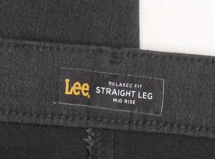 Lee Men's Black Straight Leg Relaxed Fit Trousers Size 18 Long