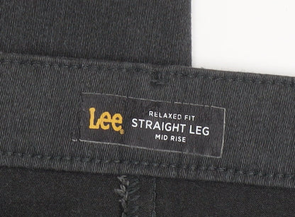 Lee Men's Black Straight Leg Relaxed Fit Trousers Size 18 Long