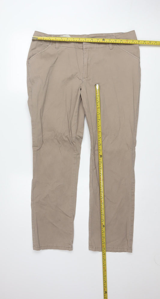 Lee Women's Beige Essential Chino Trousers Size 14 Regular Fit