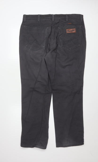 Wrangler Men Grey Texas Stretch Chino Trousers W38 L30 Regular Fit