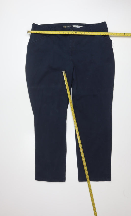 Lee Women's Blue Petite 18 Plus Relaxed Fit Straight Leg Mid Rise Trousers