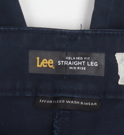 Lee Women's Blue Petite 18 Plus Relaxed Fit Straight Leg Mid Rise Trousers