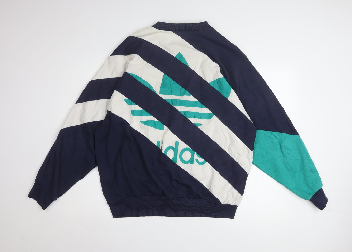 Adidas Women’s Navy & Teal Colourblock Crew Neck Sweatshirt Size 14