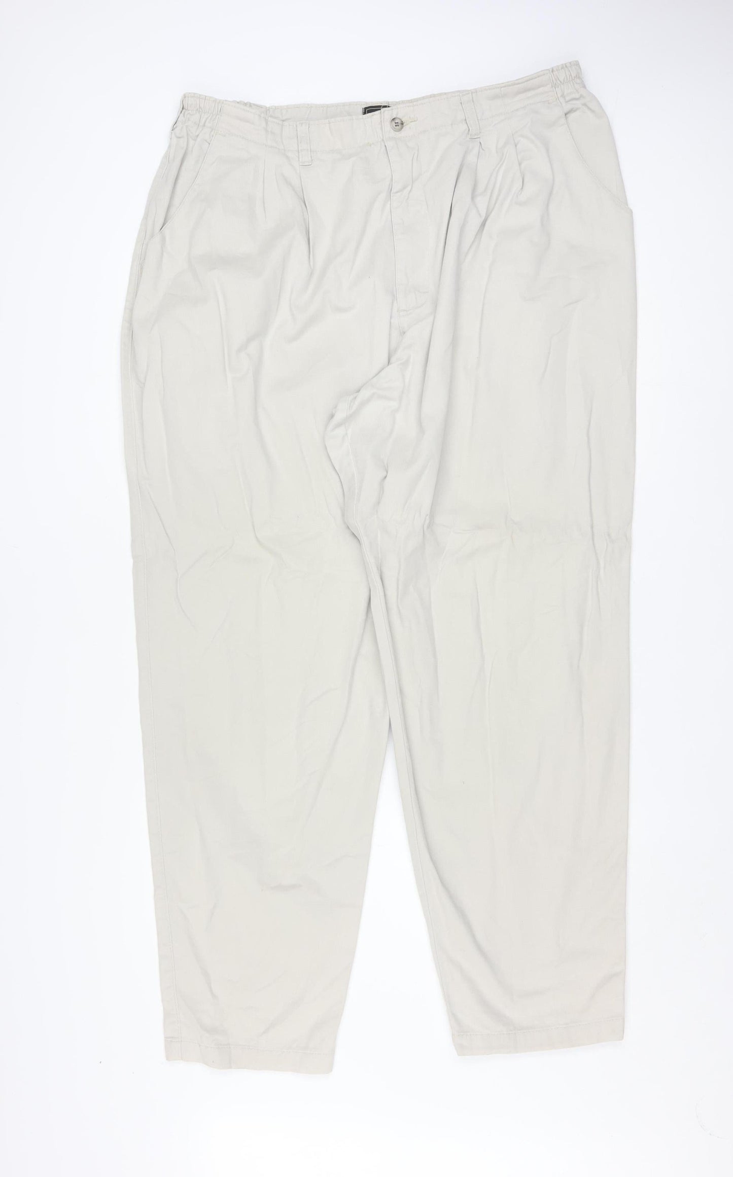 Lee Men’s Beige Cotton Pleated Chino Trousers Size L Relaxed Fit