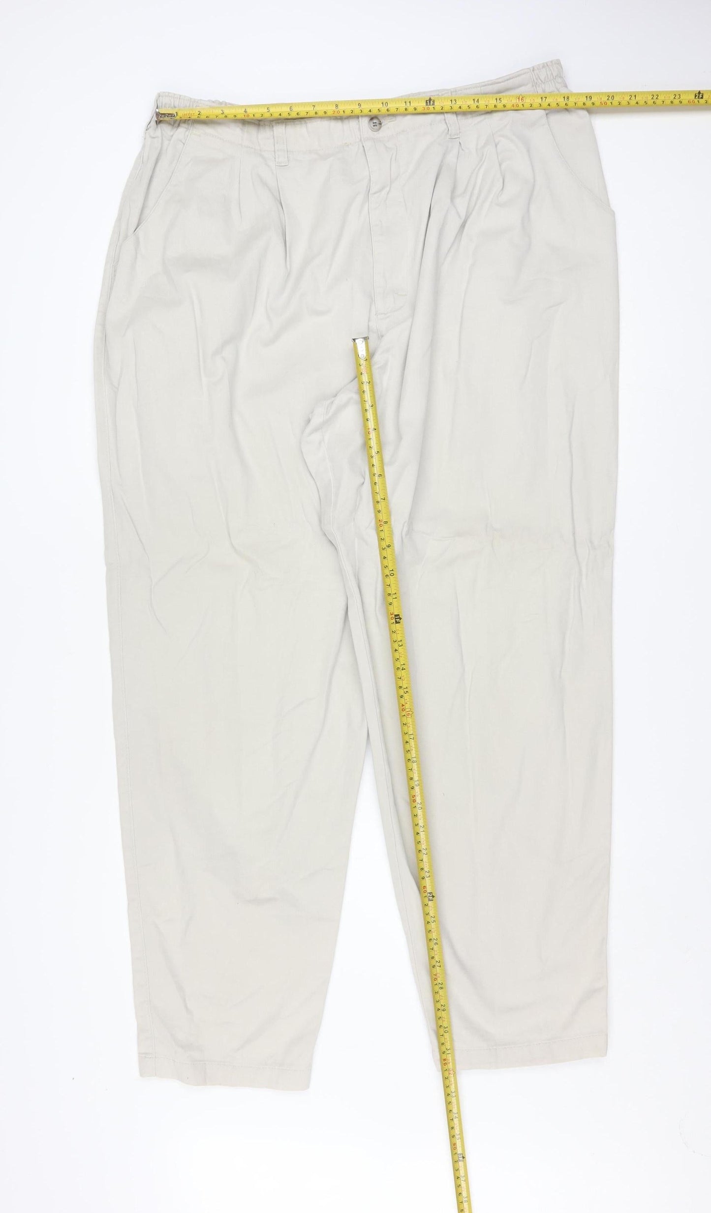 Lee Men’s Beige Cotton Pleated Chino Trousers Size L Relaxed Fit