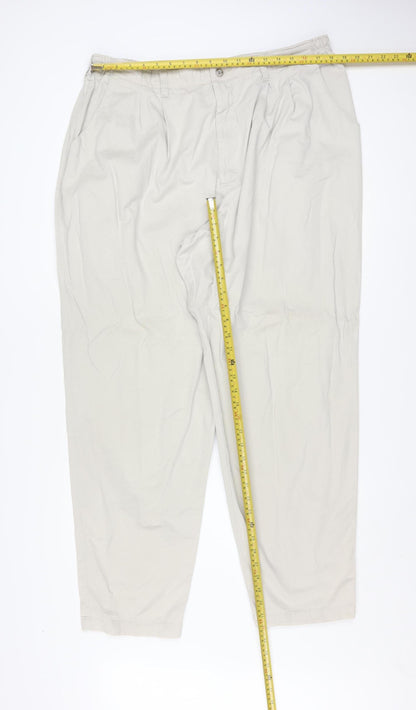 Lee Men’s Beige Cotton Pleated Chino Trousers Size L Relaxed Fit