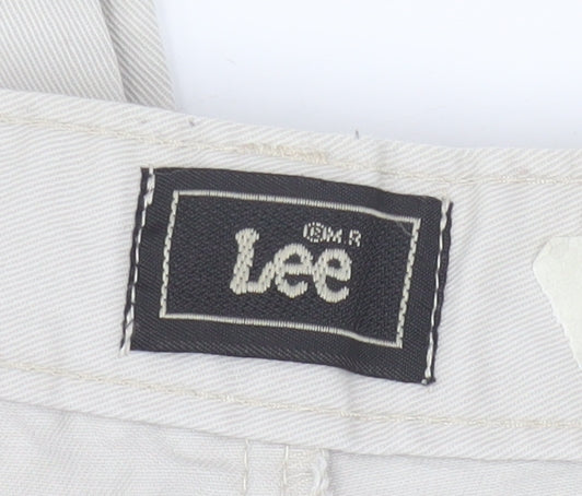 Lee Men’s Beige Cotton Pleated Chino Trousers Size L Relaxed Fit