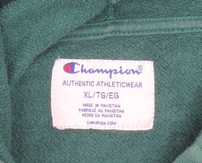 Champion Women Green Pullover Hoodie XL Cotton Blend Logo Sweatshirt