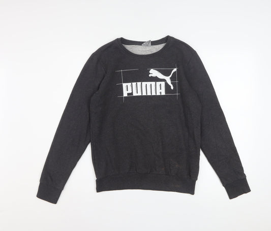 Puma Womens Black Size 12 Crew Neck Pullover Sweatshirt
