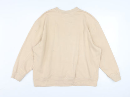 Adidas Womens Beige Crew Neck Sweatshirt Size 12 Cotton Blend Casual