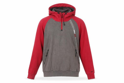 Nike Men's Red Grey 1/2 Zip Hoodie Medium Cotton Blend Athletic Dept