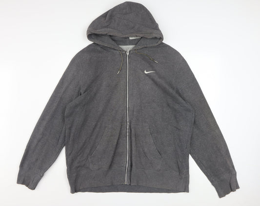 Nike Men's Grey Full Zip Hoodie XL Cotton Blend Sportswear