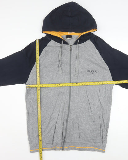 Hugo Boss Men's Grey Full Zip Cotton Hoodie XL