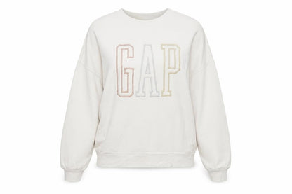 Gap Women Beige Crew Neck Pullover Sweatshirt XS Relaxed Fit