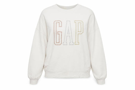 Gap Women Beige Crew Neck Pullover Sweatshirt XS Relaxed Fit