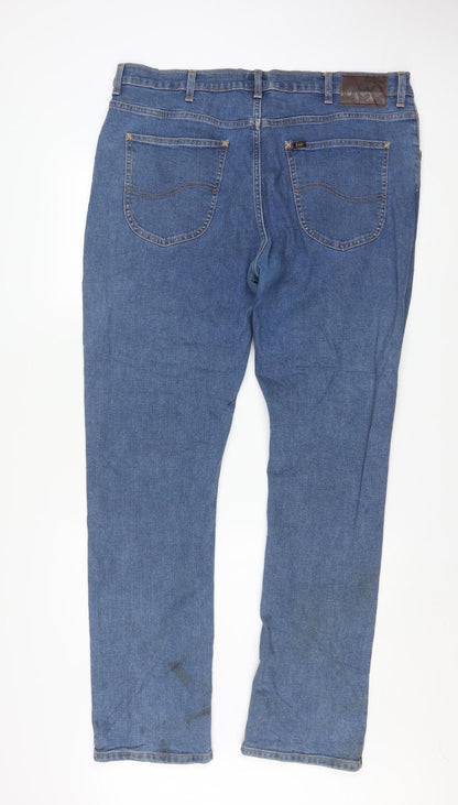 Lee Men's Blue Regular Fit Straight Leg Denim Jeans W40 L34