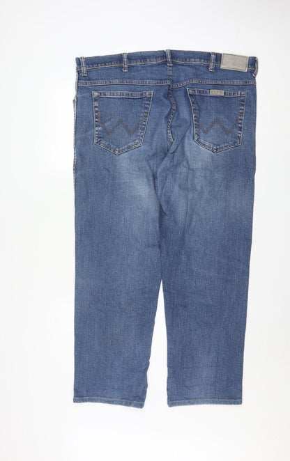 Wrangler Mens Blue Straight Leg Regular Fit Denim Jeans W40 L32