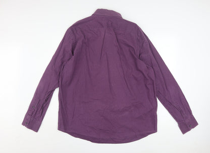 Hugo Boss Men’s Purple Polka Dot Regular Fit Long Sleeve Cotton Shirt 17.5
