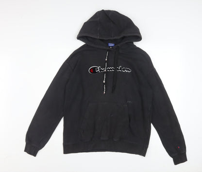 Champion Men's Black Pullover Hoodie Small Logo Fleece Sweatshirt