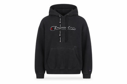 Champion Men's Black Pullover Hoodie Small Logo Fleece Sweatshirt