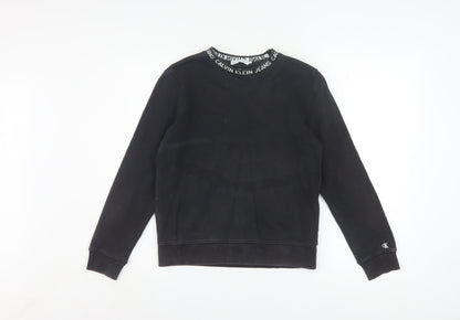 Calvin Klein Jeans Women's Black Cotton Crew Neck Sweatshirt Size 12