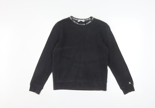 Calvin Klein Jeans Women's Black Cotton Crew Neck Sweatshirt Size 12