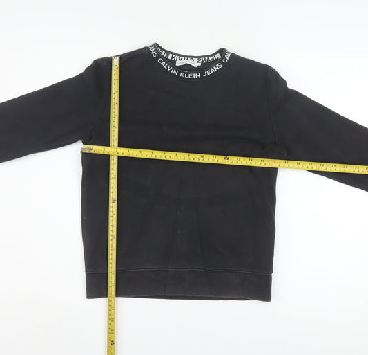 Calvin Klein Jeans Women's Black Cotton Crew Neck Sweatshirt Size 12