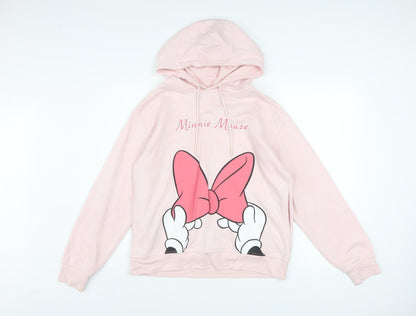 Disney Women Pink Minnie Mouse Pullover Hoodie Size 10/12
