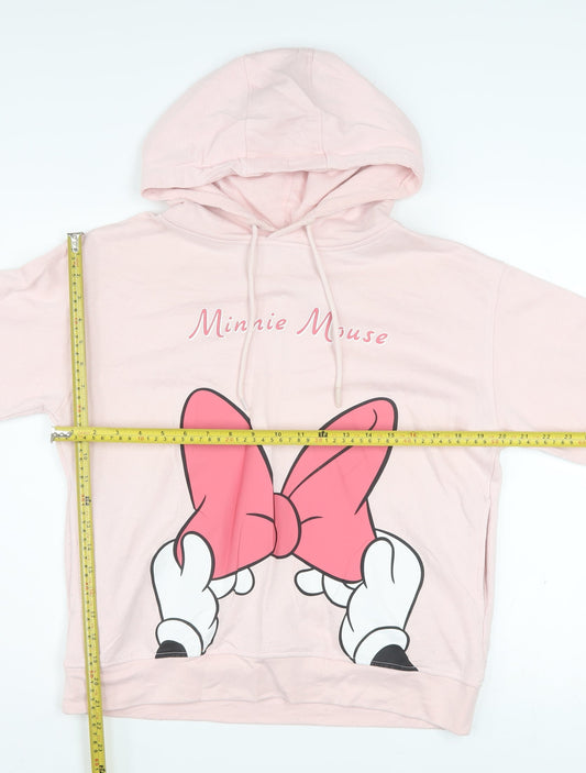 Disney Women Pink Minnie Mouse Pullover Hoodie Size 10/12