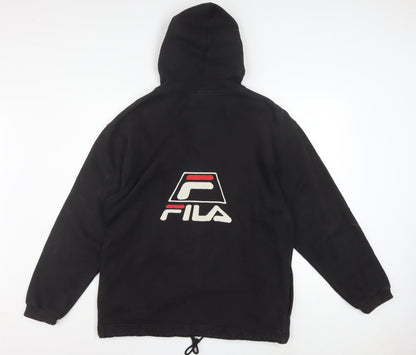 FILA Men's Black Full Zip Hoodie Size M Logo Fleece Sweatshirt