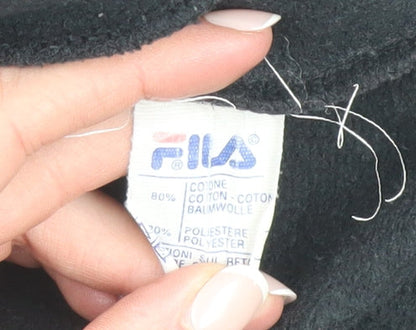 FILA Men's Black Full Zip Hoodie Size M Logo Fleece Sweatshirt