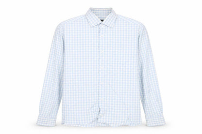 Hugo Boss Men's Blue Check Long Sleeve Cotton Button-Up Shirt Size 16