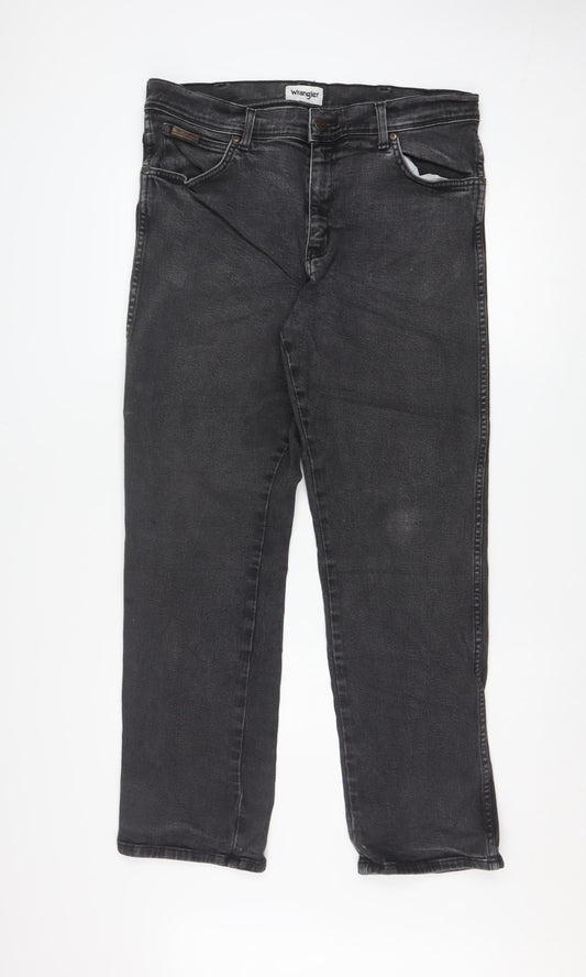 Wrangler Mens Black Texas Straight Regular Fit Jeans W36 L30