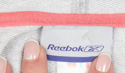 Reebok Women's Grey Full Zip Hoodie Size 18 Logo Print Sportswear