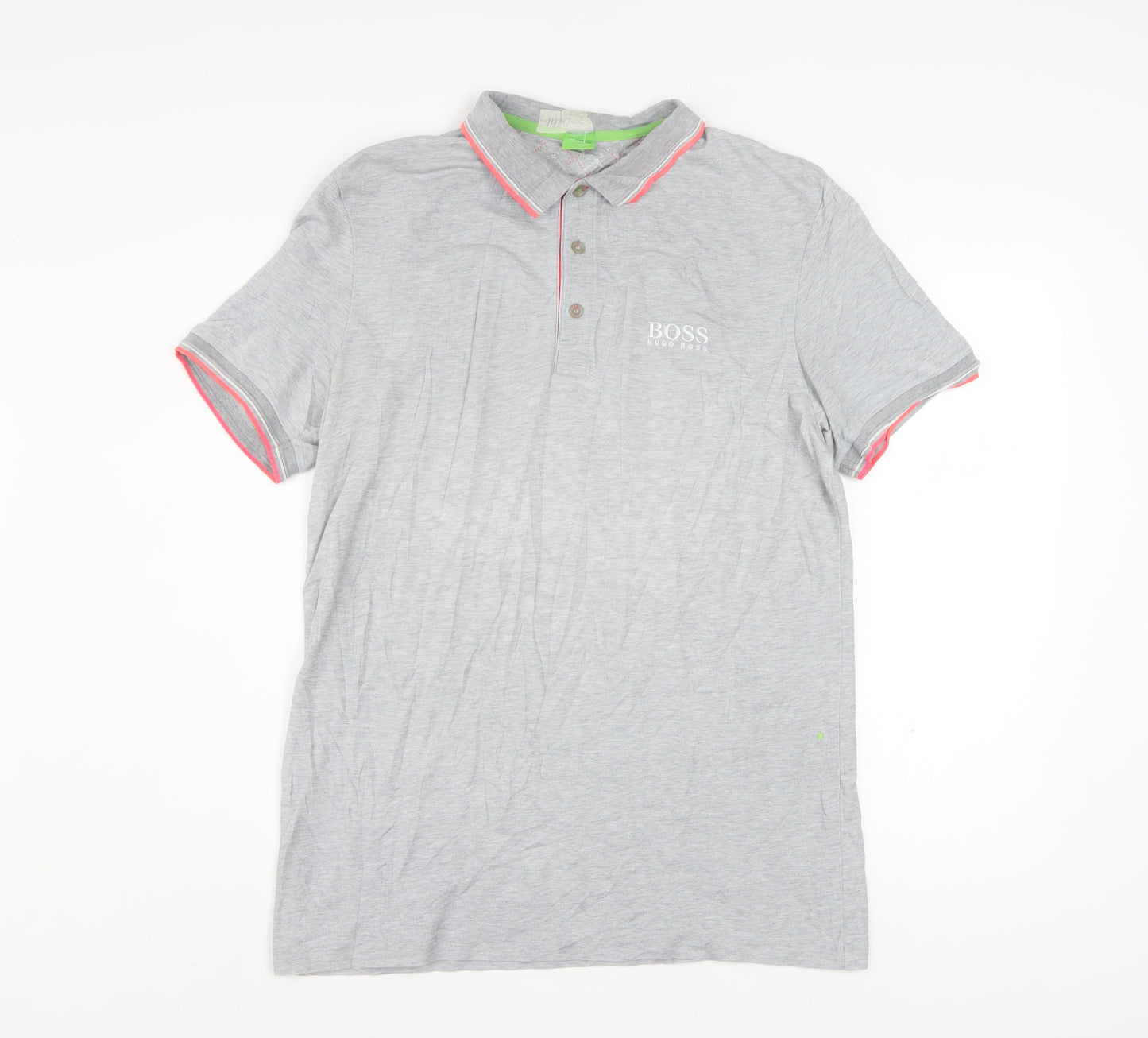 Hugo Boss Men's Grey Short Sleeve Logo Polo Shirt L
