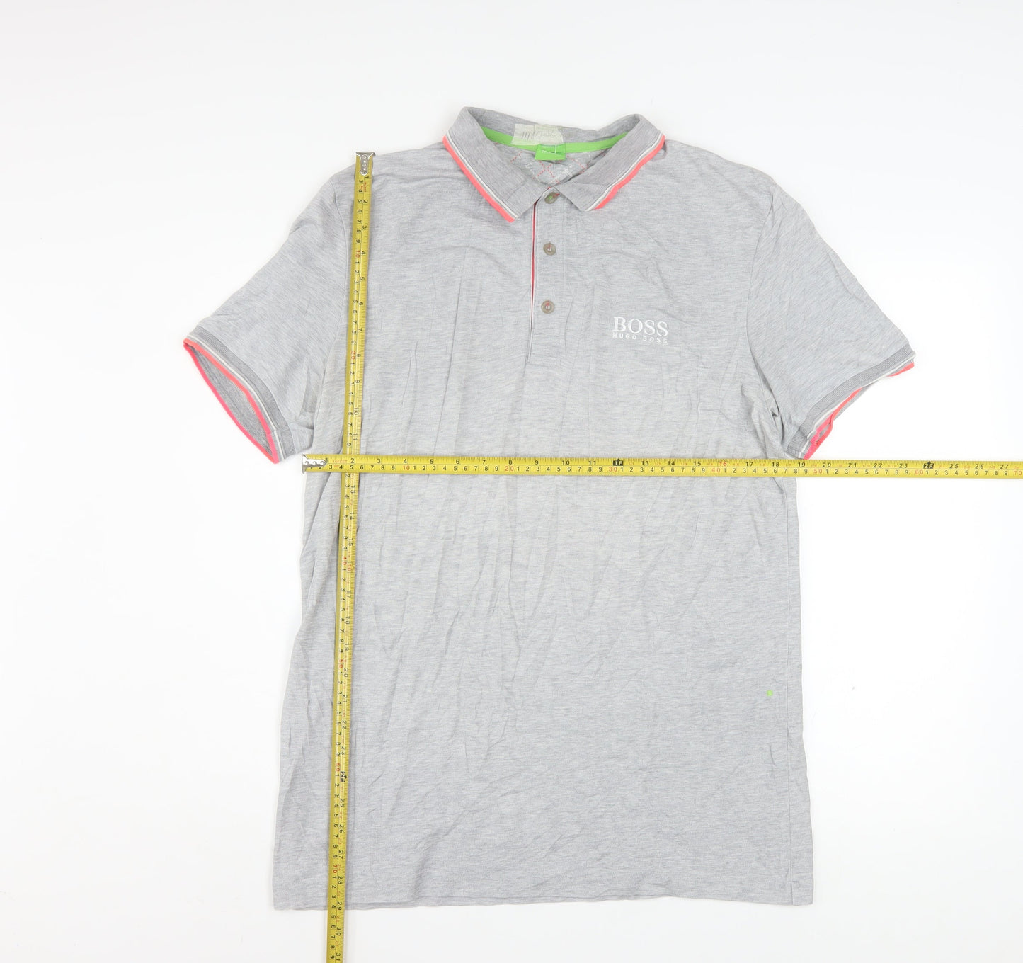 Hugo Boss Men's Grey Short Sleeve Logo Polo Shirt L