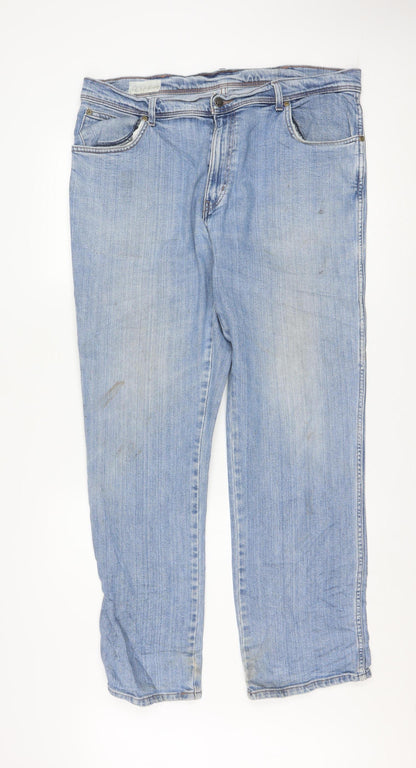 Wrangler Mens Blue Regular Fit Straight Jeans W38 L34